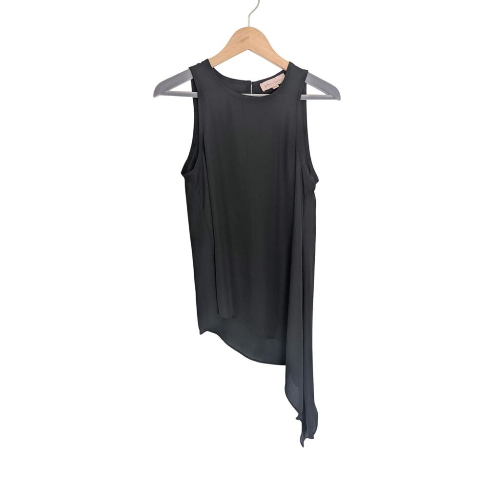 Anthropologie Philosophy Sheer Black Asymmetrical Top Women XS Witchy Whimsigoth